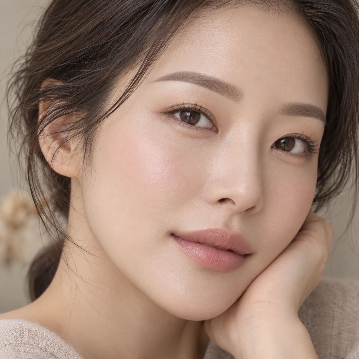 파우더눈썹의 결과 형태를 설명하는 AI 디자인 참고 이미지